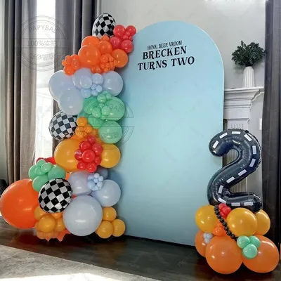 127PCS Racing Theme Garland Arch Kit Blue Red Latex Balloons Boy Birthday Racing Car Party