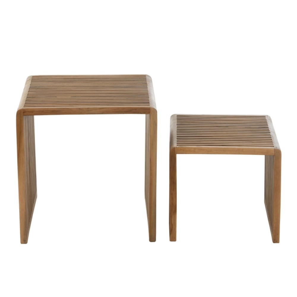 Set de 2 tables d'appoint en bois MALYO bois (teck) marron