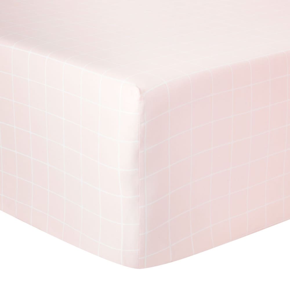 Drap housse satin rose clair 180x200 cm