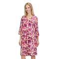 Sommerkleid CARTOON "Cartoon Sommerkleid mit Muster", Damen, Gr. 40, Normalgrößen, cream, schwarz pink, Obermaterial: 55% Leinen, 45% Viskose., modisch, lässig geschnitten kurz, U-Boot-Ausschnitt, Kleider, Material