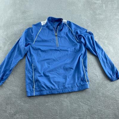 Adidas Shirts | Adidas Golf Climaproof Blue Windbreaker L Zipper Pullover Jacket For Men 3432 | Color: Blue | Size: L