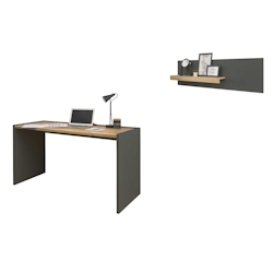 Furn.Design Büromöbel Set in grau matt und Wotan Eiche mit Schreibtisch und Regal für Homeoffice Center Image