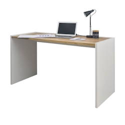 Furn.Design Schreibtisch in weiß und Wotan Eiche Laptoptisch für Homeoffice und Büro 143 x 62 cm Center Image