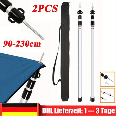 TEMU 2x Telescopic Tent Pole Alu Pitch Pole Sun Sail Tarp Pole Support Pole Image