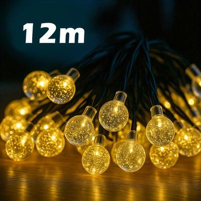 TEMU Solar Crystal String Lights - Solar Lights, Fairy Lights, Ideal For Outdoor Decorations For Garden Tree, Weddings, Ramadan, And Deco Image