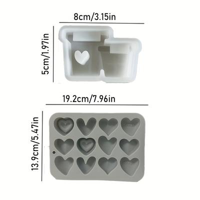 TEMU 2pcs Elegant White Heart-shaped Resin Casting Molds With - Home Decor, Gift Boxes, And Party Decorations, Festive Gift Item|decorative Resin Casting|silicone Mold Image