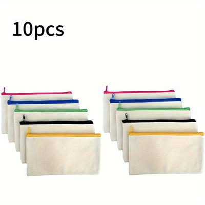 TEMU 10/20/40pcs Zipper Pouches, Multifunctional Blank Diy Craft Bags For Pencil Cases, Supplies, And Office Accessories, Random Colors Image