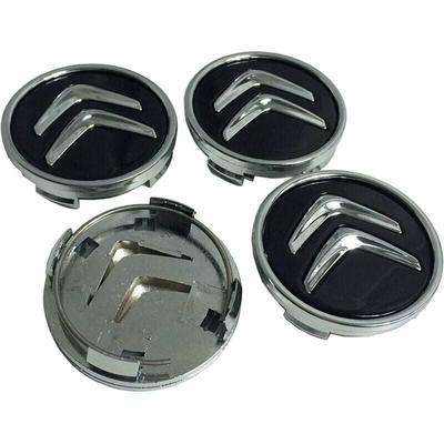 X4 60mm Aluminium-Radkappen für Citroen C2 C4 C5 C6 C-Quatre Logo schwarz / chrom