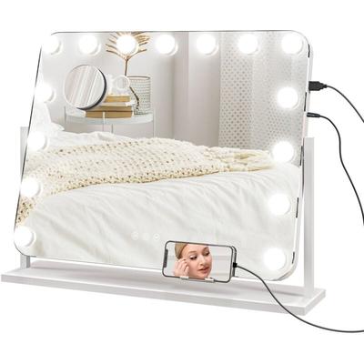 Hollywood Spiegel mit Beleuchtung 62,5x52 cm 360°Drehbar Schminkspiegel mit 15 led Licht 3 Image