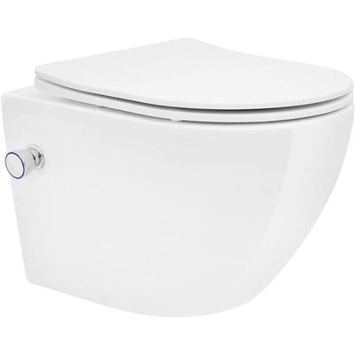 Luxebath - Wand wc Spülrandlos mit Bidet-Funktion, Weiß, Tiefspüler Keramik Hänge wc, kurz 49 cm, Image