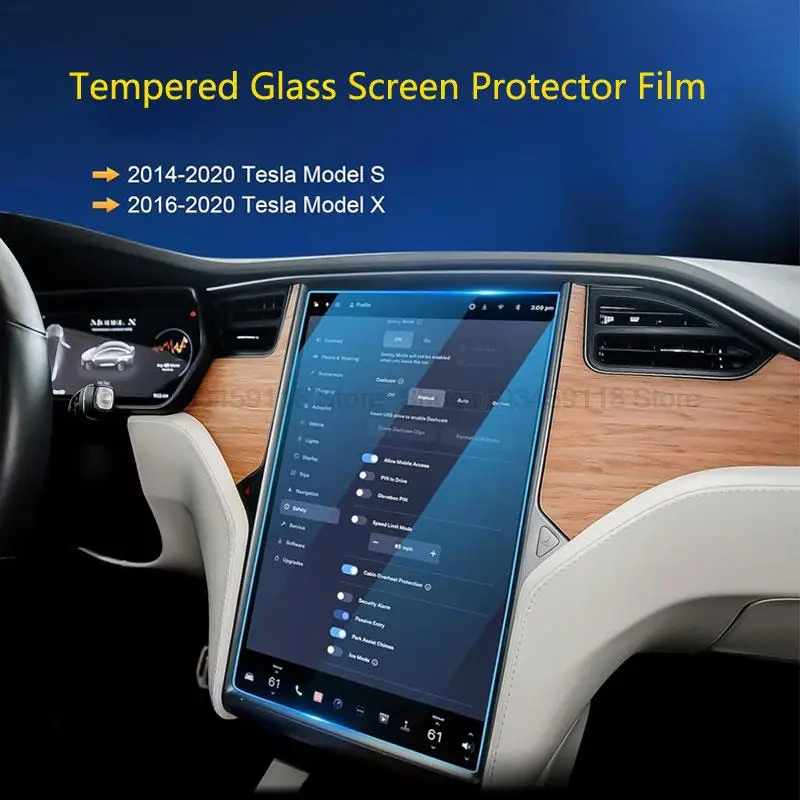 Displayschutzfolie aus gehärtetem Glas für Tesla Model S Model X 2016–2021, 17 Zoll, Auto-GPS-Navigationsradio, kratzfestes Zubehör Image