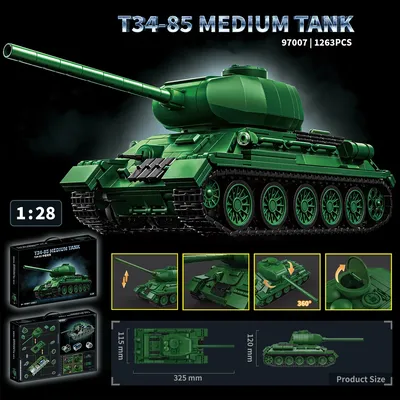 Weltkrieg T34/85 Panzer selbstfahrende Artillerie Militärpanzerfahrzeug Montagespielzeug Bausteine Image