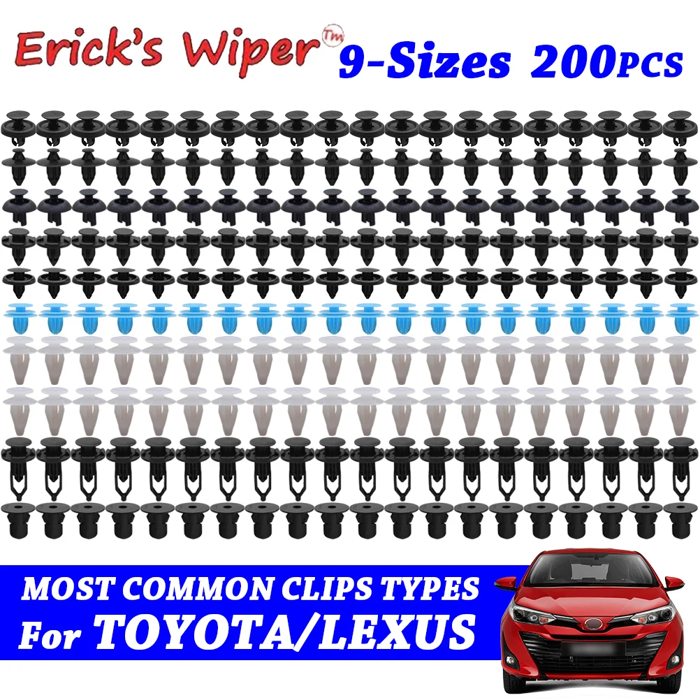 Erick's Wiper 200 Teile/satz Auto Body Trim Clips Push Pin Niet 9 Größen Stoßstange Retainer Für Toyota Corolla RAV4 Yaris Prius Lexus Image