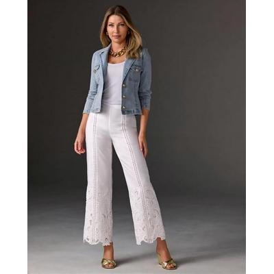 Boston Proper - White - Malibu Floral Eyelet Scallop Pant - 4