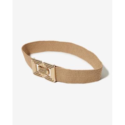 Boston Proper - Natural Neutral - Raffia Gold Square Buckle Belt - Small/Medium