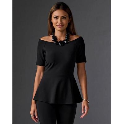 Boston Proper - Jet Black - Beyond Travel Off The Shoulder Peplum Top - Large