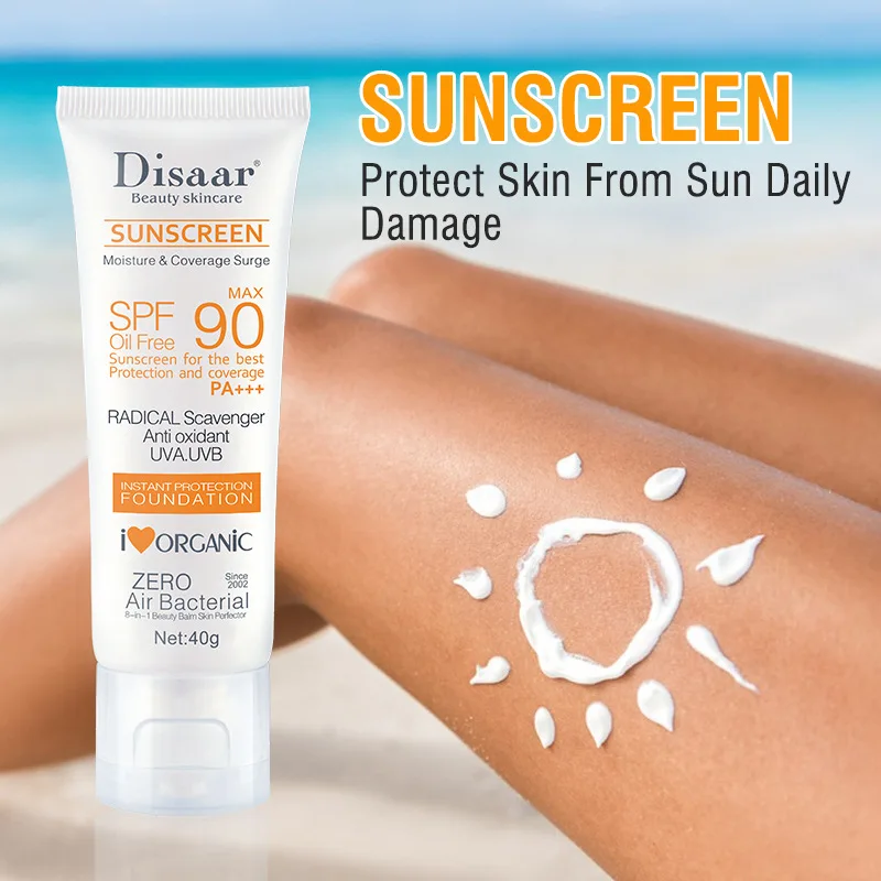 Gesichts-Körper-Sonnenschutz, Hautaufhellung, Sonnencreme SPF90, wasserdicht, für Gesicht, Körper, Arme, Oberschenkel, Outdoor, UV-Schutzcreme, Sonnenschutz am Meer Image