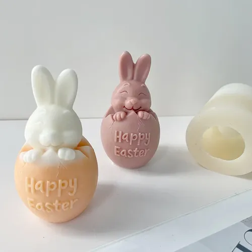 Ostern Lächeln Ei Kaninchen Kerze Silikon Form 3D Hase Handwerk Harz Gips Seife Form DIY Gips Handgemachte Schreibtisch Ornament