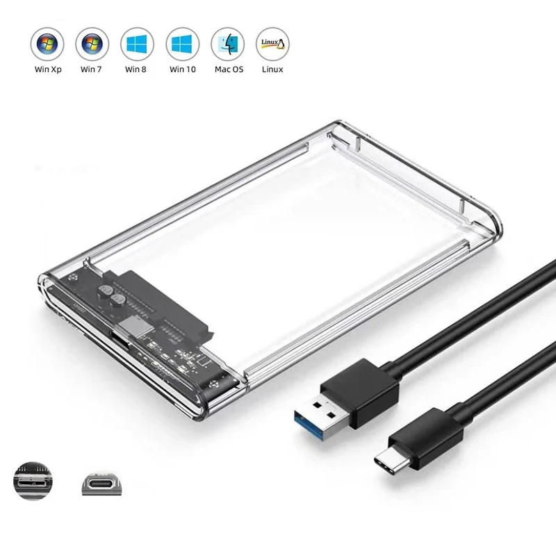 USB 3.1/Typ C Externes Festplattengehäuse für 2,5 Zoll SATA HDD und SSD Transparentes Festplattengehäuse Werkzeuglose Unterstützung UASP Image