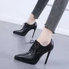 Koreanischen Stil Frauen Schuhe PU 10CM Dünne High Heels Spitz Spitze-up Street Style Britischen