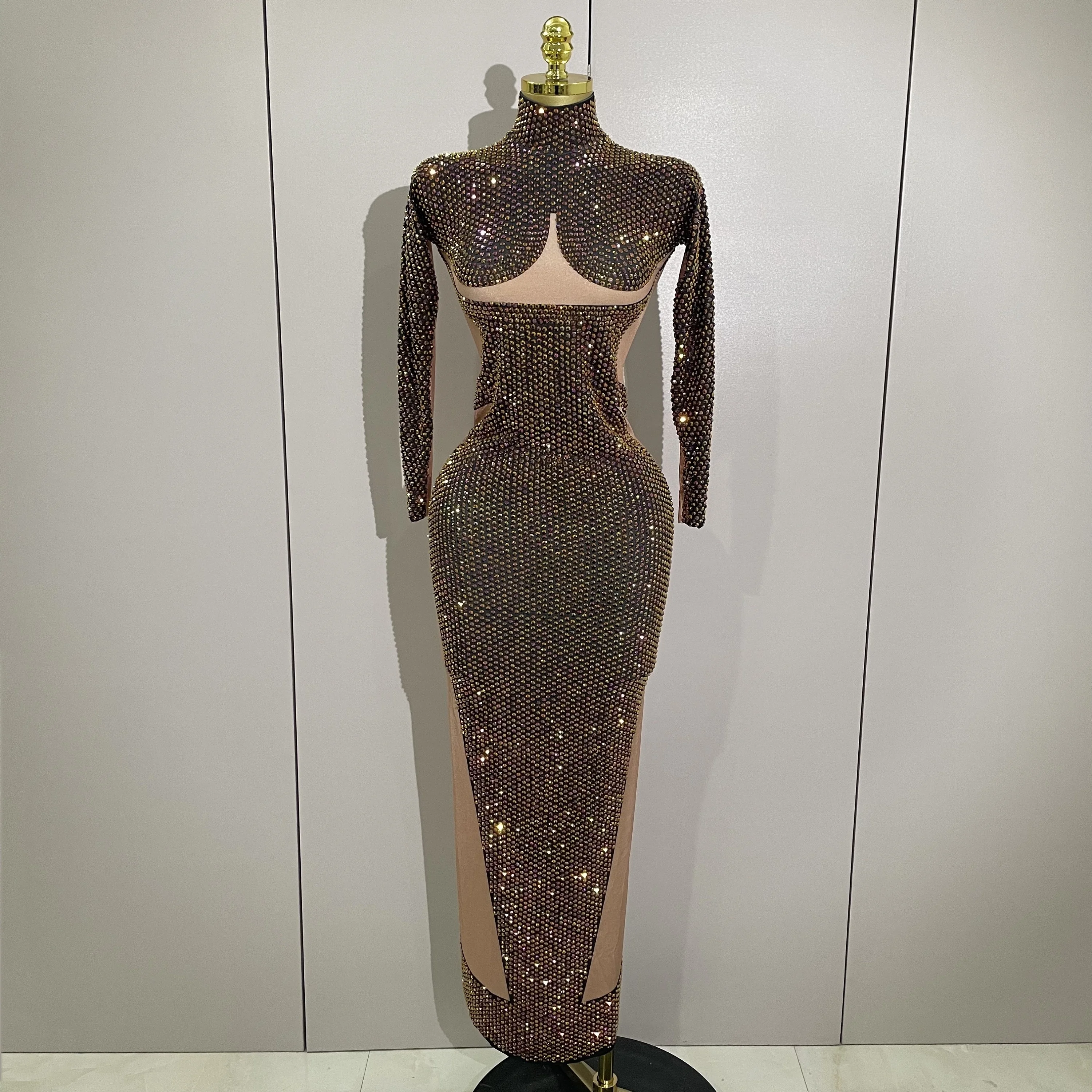 Glitzerndes Strass-Abendparty-Bühnenkleid für Damen, 2025, Sänger, Bar, DJ, Kostüm, Festival, Geburtstag, Nachtclub-Outfit Image