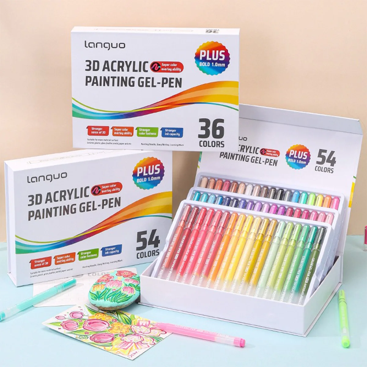 Mehrfarbiges Gelschreiber-Set, 36–54 Farben, farbige Malerei, Gel-Tintenstift, 0,6 mm, DIY-Graffiti-Stift, Studenten-Farbzeichnungsstift, Kunstbedarf Image