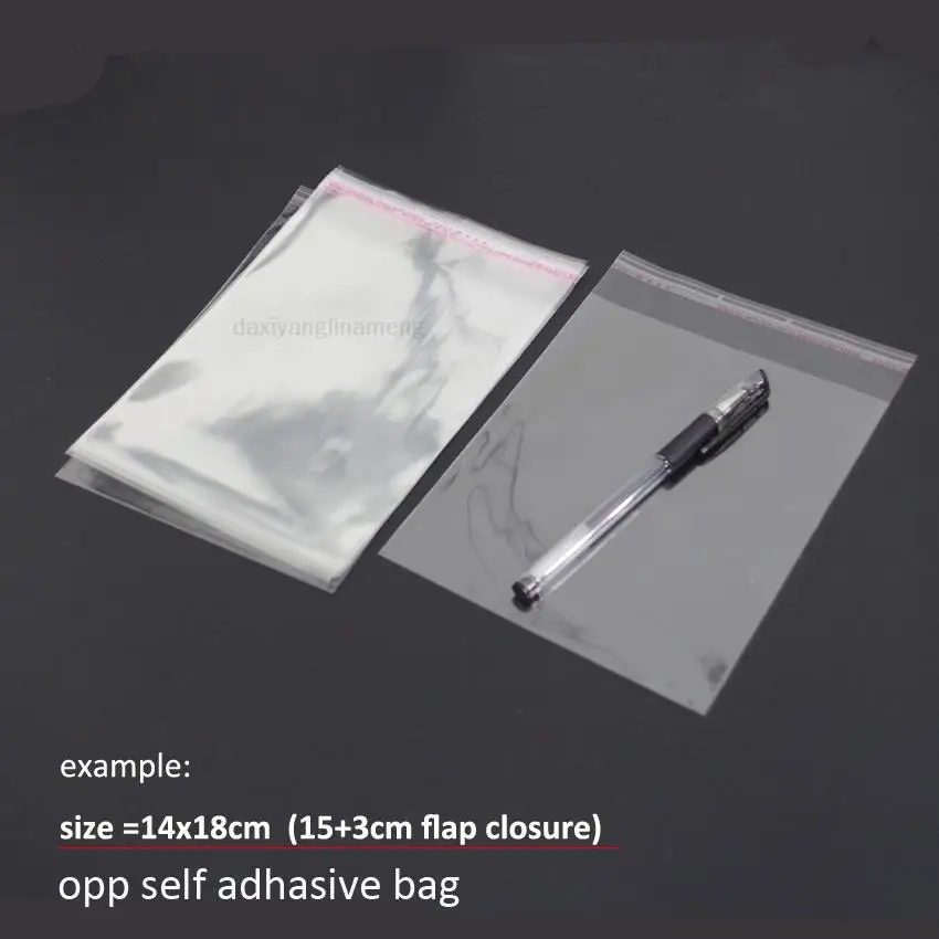 200 stücke 14x1 8/13x2 0/11x2 4/13x2 2/12x2 4/13x2 4/15x3 0/18x27cm Cellophan Transparent Kunststoff geschenk OPP Selbst Klebe D Image