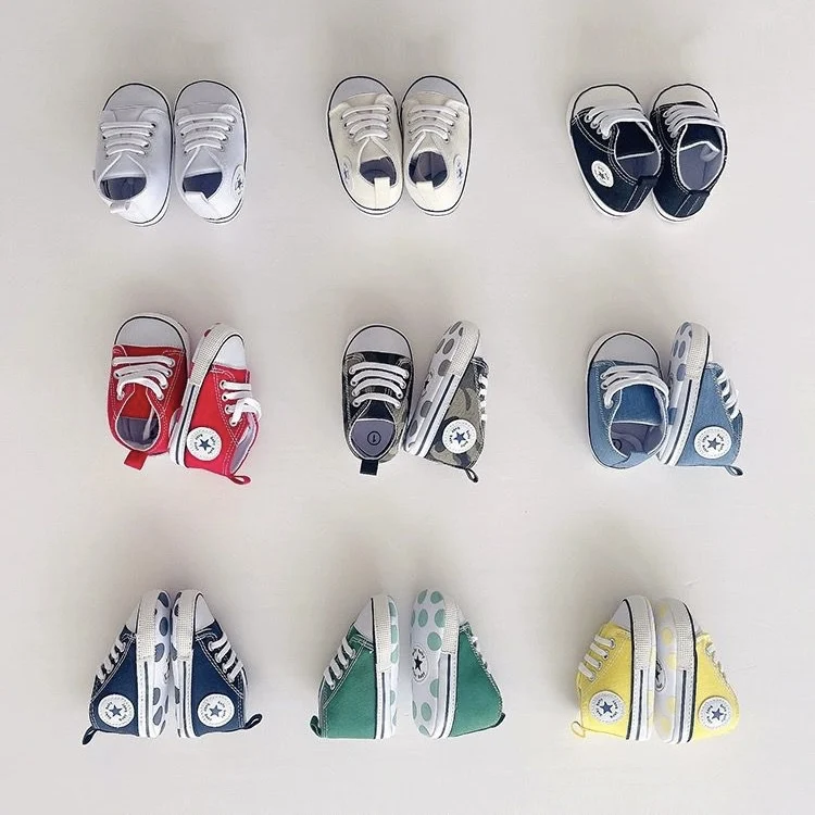 Baby Leinwand Klassische Sport Turnschuhe Neugeborenen Baby Jungen Mädchen Drucken Stern Erste Wanderer Schuhe Infant Kleinkind Anti-slip Baby schuhe