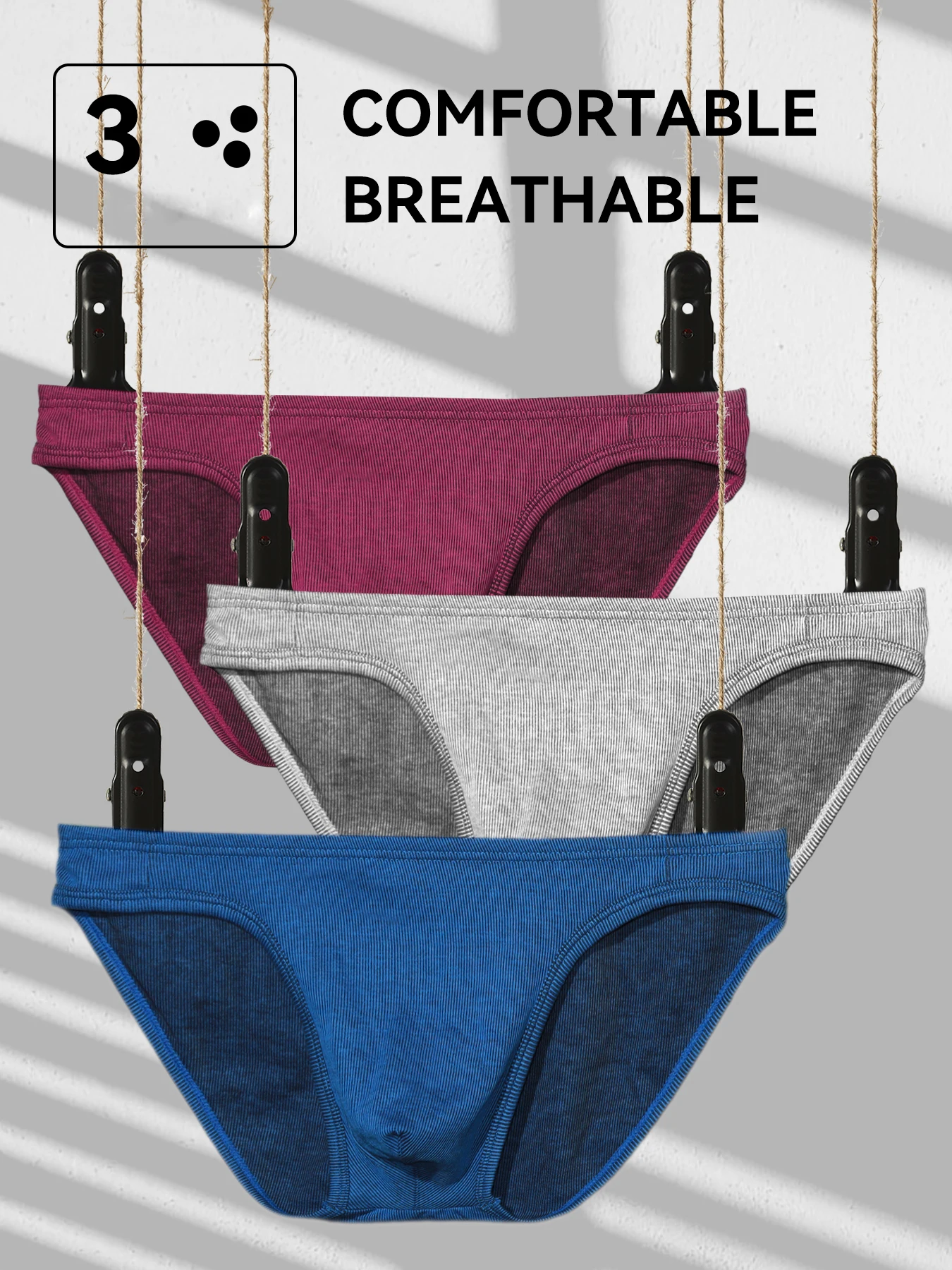 Sexy Herren-Slip, Baumwolle, einfarbig, einfache Low-Rise-Bikini-Unterwäsche, dünne, bequeme Unterhose für Herren Image