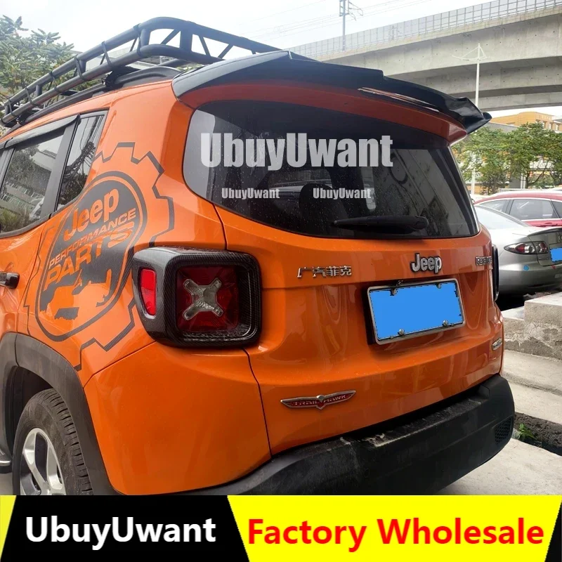 Für Jeep Renegade 2016-2023 Hinten Dach Stamm Deckel Auto Spoiler Flügel FRP Matt Schwarz/Carbon Farbe Außen Tuning zubehör Teile Image