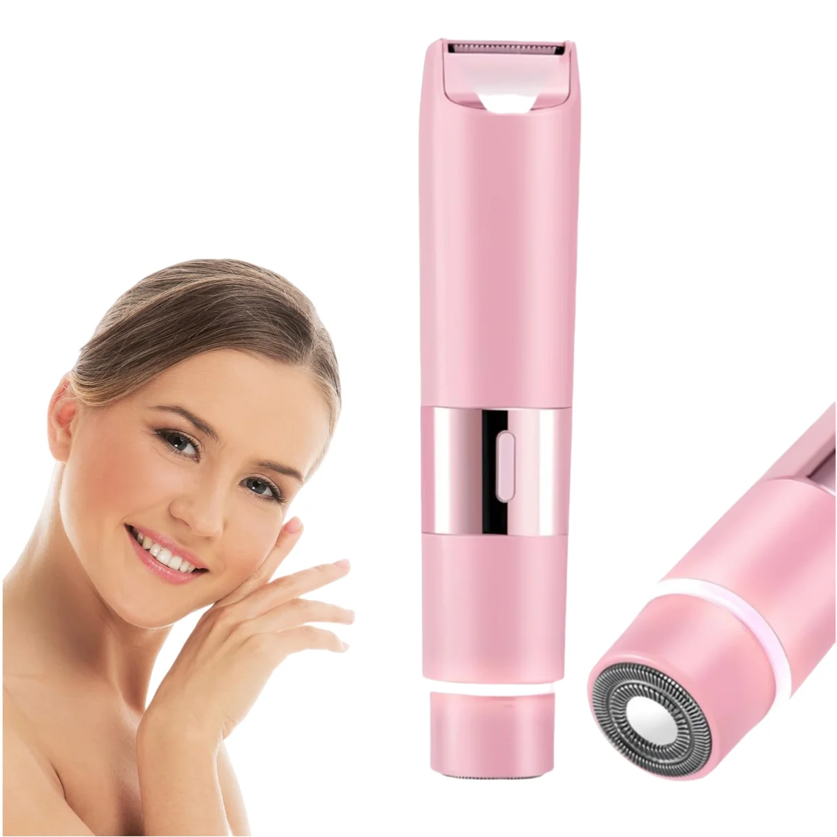 Haarentferner Damen USB wiederaufladbarer Doppelkopf-Rasierer Elektrorasierer für Frauen 2-in-1-Bikini-Trimmer Gesichtsrasierer Image