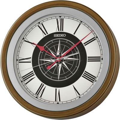 Wanduhr SEIKO, braun, Wanduhren, H: 4,5cm, Quarzuhr, durchlaufende Sekunde, Wohnzimmer, Esszimmer, Büro Image