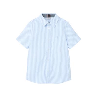 Kurzarmhemd NAME IT "NKMNEWSA SS SHIRT NOOS", Jungen, Gr. 104, N-Gr, campanula stripes:with hellweiß, Web, Obermaterial: 100% Baumwolle, gestreift, modisch, Kurzarm, Hemden Image
