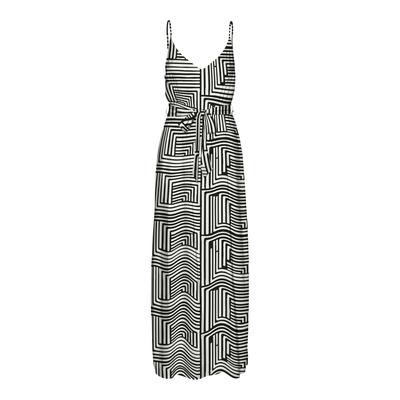 Spaghettikleid VERO MODA "VMEASY JOY SLIT MAXI V-NECK DRESS WV GA", Damen, Gr. M (38), N-Gr, schwarz aop:pernille, Web, Obermaterial: 100% Viskose, bedruckt, modisch, regular fit lang, V-Ausschnitt, ohne Ärmel, Kleider Image