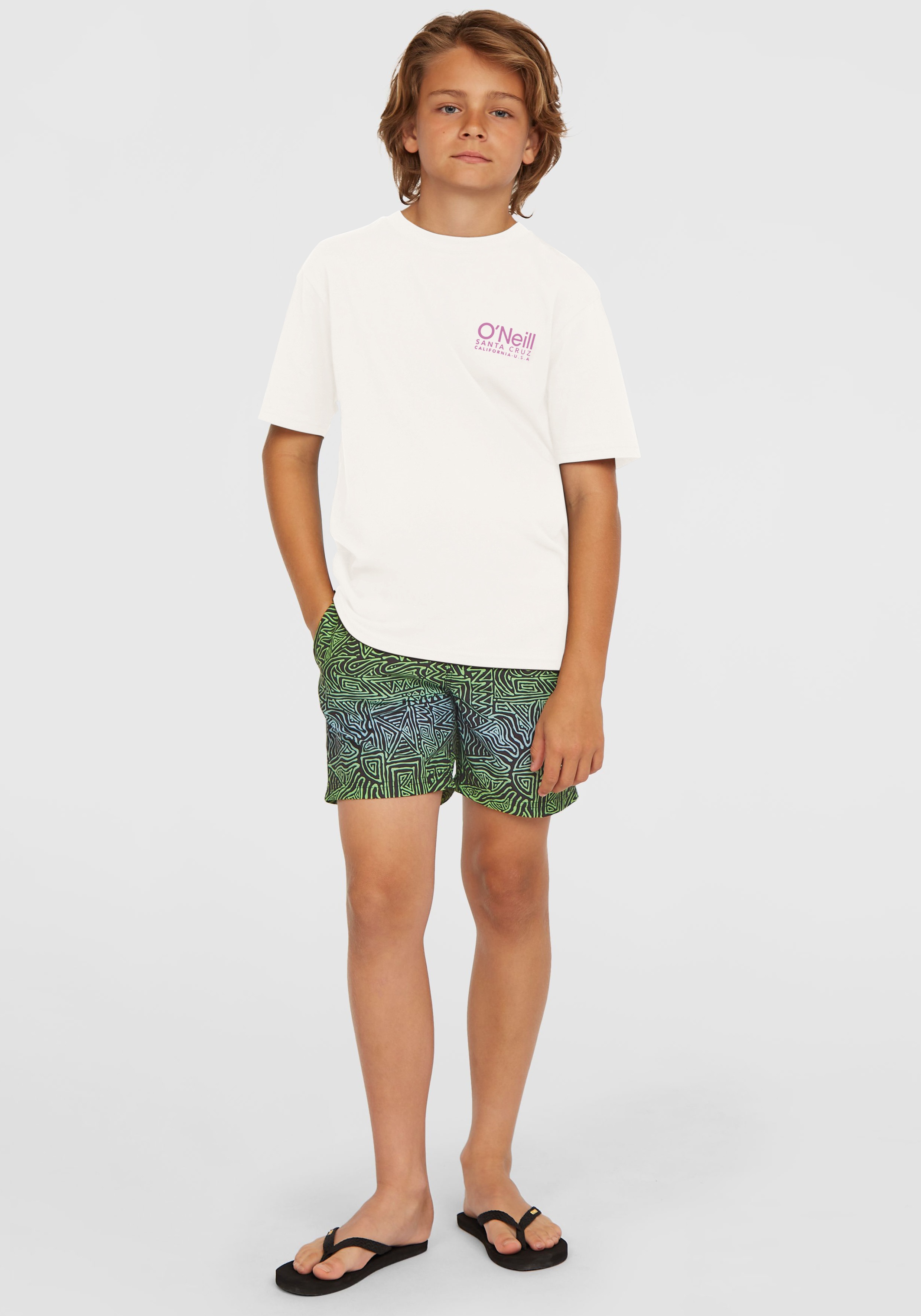 T-Shirt O'NEILL "ORIGINAL CALI LOGO T-SHIRT", Jungen, Gr. 152 (146), weiß (snow weiß), Obermaterial: 100% Baumwolle, Shirts T-Shirt