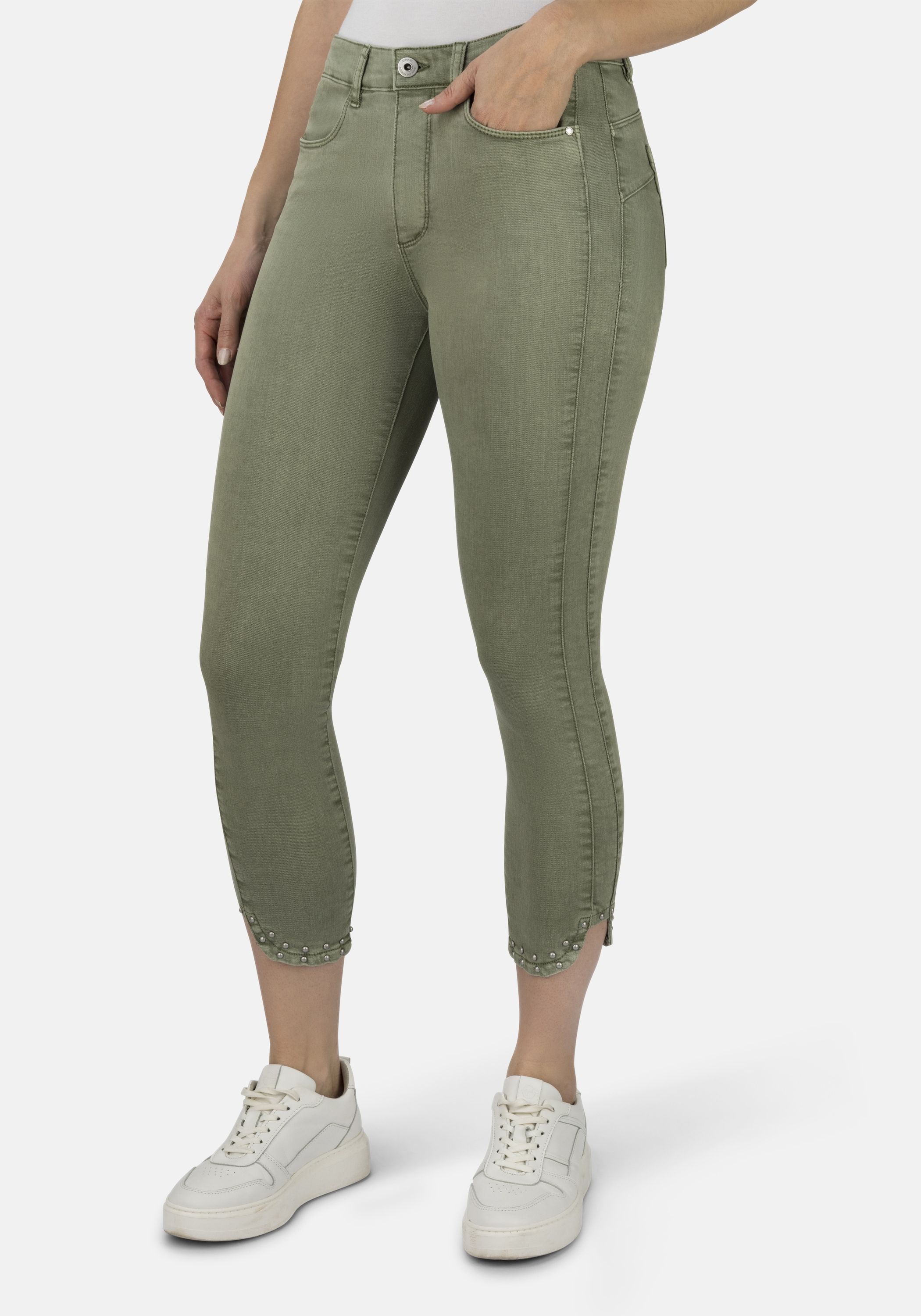 5-Pocket-Jeans STOOKER WOMEN "Skinny Fit Rio Denim", Damen, Gr. 42, Länge 26, grün (grün tee), Denim/Jeans, 98% Baumwolle, 2% Elasthan, skinny fit 7/8-Länge, Jeans 5-Pocket-Jeans, Skinny Fit Casual Clean Wash Denim Jeans Magic Shape Effekt für Damen