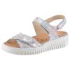 Plateausandale WALDLÄUFER "H-WILLOW", Damen, Gr. 6 (39), silberfarben multi, Nubukleder, metallic, klassisch, Schuhe, Klettschuh, Sommerschuh, Bequemschuh in Komfortweite H (= sehr weit)
