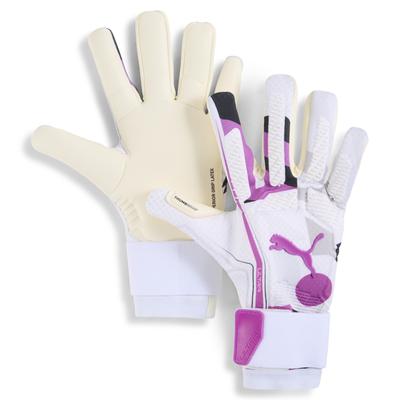 Torwarthandschuhe PUMA "ULTRA Ultimate FOREVER Hybrid-Fußball Go Unisex", Damen, Gr. 10, weiß pure magenta schwarz lila, Obermaterial: 95% Polyester, 5% Elasthan; Handgelenkschoner: 23% Elasthan, 77% Polyester; Handfläche: 100% Latex, Handschuhe