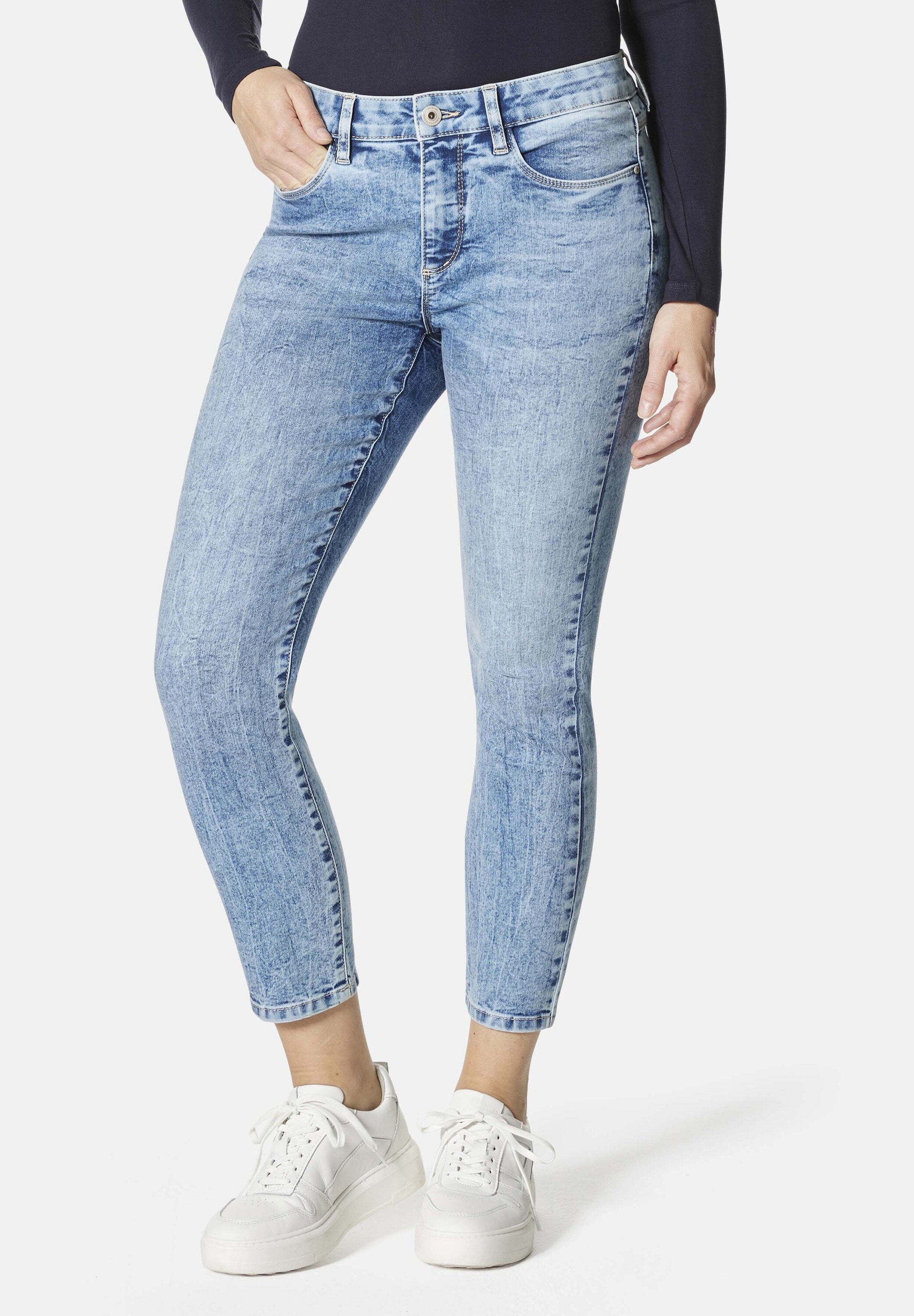 5-Pocket-Jeans STOOKER WOMEN "Florenz Season Slim Fit", Damen, Gr. 38, Länge 26, blau (bleached blau), Denim/Jeans, 82% Baumwolle, 17% Polyester, 1% Elasthan, slim fit lang, Jeans 5-Pocket-Jeans, Slim Fit Casual Clean Wash Denim Jeans für Damen