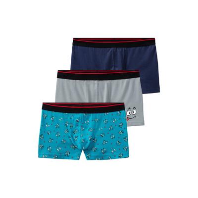 Boxer AUTHENTIC LE JOGGER "Boxershorts für Jungen", Kinder, Gr. 158/164, bedruckt, blau, grau, Single Jersey, Obermaterial: 95% Baumwolle, 5% Elasthan, unifarben, bedruckt, Unterhosen, mit witzigen Print Image