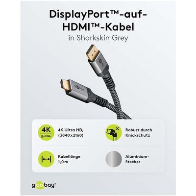 goobay DisplayPort auf HDMI-Kabel 4K - 2 m