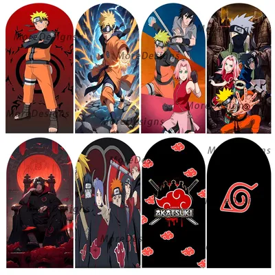 Bandai Naruto Arch Photo Backdrop Kids Birthday Party Photography Covers Baby Shower Doubleside