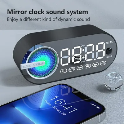 #USB Charging Radio Alarm Clock RGB Portable Bluetooth Speaker FM Large Display Mute Mirror Digital