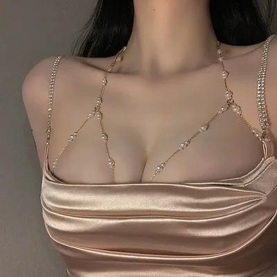 Minimalist Pearl Tassel Chest Chain Women Sexy Body Chain Spicy Girl Style Fashion Jewelry