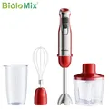 BioloMix Frullatore manuale 4 in 1 Frullatore ad immersione in acciaio inossidabile da 1200 W Chopper Tazza per frullato Lame per ghiaccio per alimenti per bambini