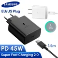 Caricabatterie originale Samsung 45w Carica super veloce Adattatore UE USA USB C Samsung Galaxy S25 S24 Ultra Plus S22 S23 A56 A54 A52s