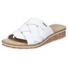 Pantolette RIEKER, Damen, Gr. 42, weiß, Lederimitat, unifarben, Flechtoptik, klassisch, Schuhe, Sommerschuh, Schlappen, Hausschuh, Urlaubschuh mit Absatz in Korkoptik