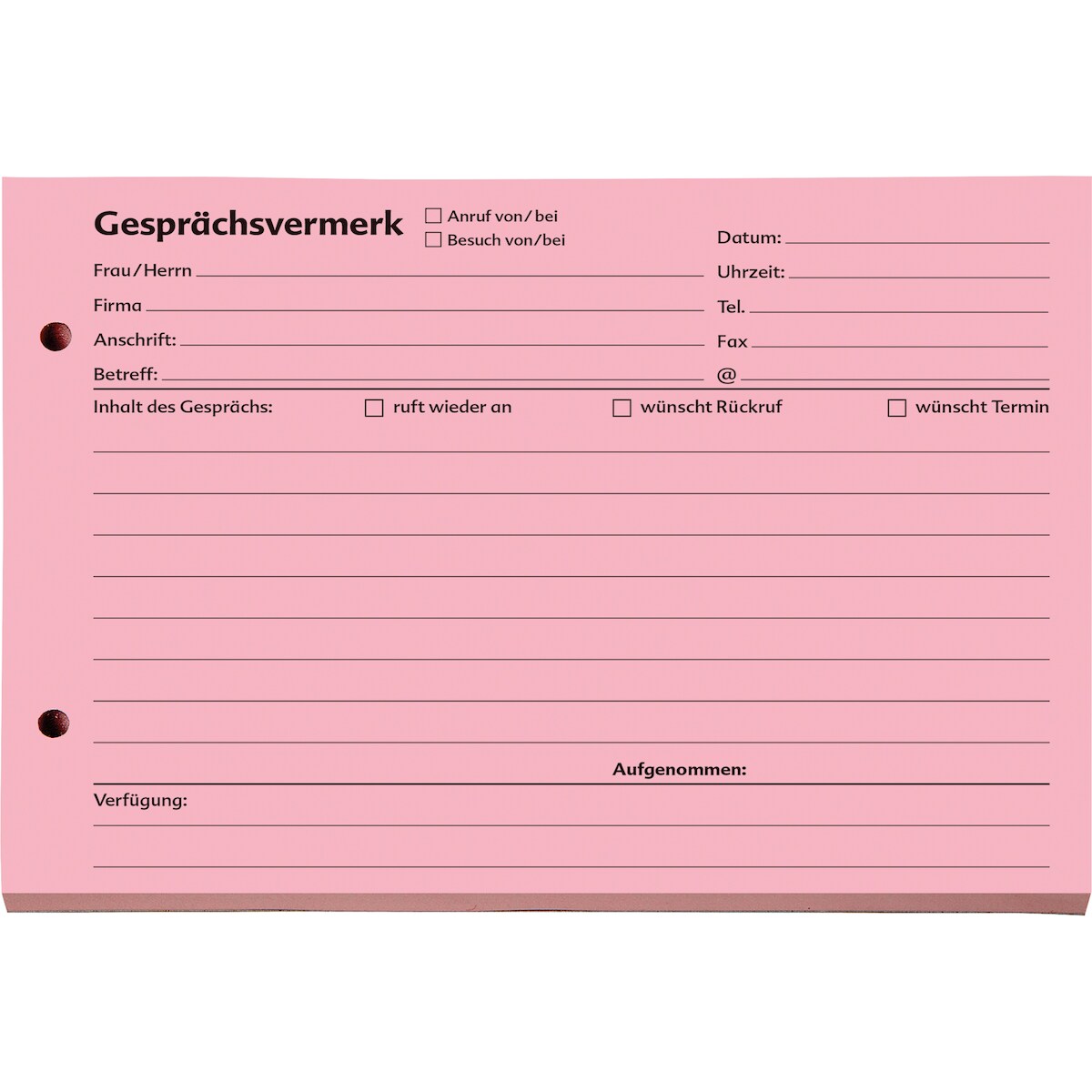 Soldan Gesprächsvermerk 1201400 DIN A5 quer 100 Blatt rot Image