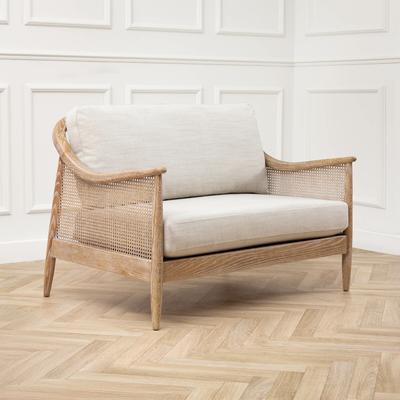 Remi Curve Rattan Linen Accent Sofa