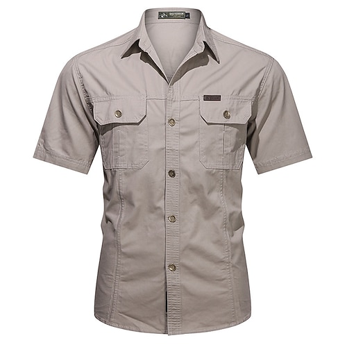 Per uomo Camicia Camicia Estiva Camicia casual Camicia con Bottoni Camicia cargo Blu denim Nero Giallo Blu Kaki Manica Corta Semplice Colletto a Camicia Vacanza Camicia hawaiana Tasca Abbigliamento